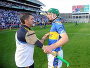 15 August 2010; Tipperary manager Liam Sheedy congratulates Noel McGrath after the final whistle. GAA Hurling All-Ireland Senior Championship Semi-Final, Waterford v Tipperary, Croke Park, Dublin. Picture credit: Stephen McCarthy / SPORTSFILE