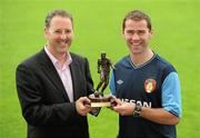 16 August 2010; Dave Mulcahy, right, of St Patrick's Athletic is presented with the Airtricity / SWAI Player of the Month Award for July by Kevin Greenhorn, Managing Director, Airtricity Supply. Richmond Park, Dublin. Picture credit: Brendan Moran / SPORTSFILE