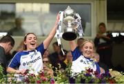 3 July 2016; Monaghan's Aisling Tryanor, left, and Caitriona Smith lift the cup following their side's victory in the Ulster Senior Ladies Football Championship Final match between Cavan and Monaghan at St Tiernach's Park in  Clones, Co Monaghan. Photo by Ramsey Cardy/Sportsfile