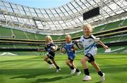 17 August 2010; Leinster Rugby have announced details of an exciting double-header in the Aviva Stadium against Munster in the Magners League on Saturday, 2nd October at 7.30pm and Clermont Auvergne in the Heineken Cup on Saturday, 18th December at 5.45pm. Pictured at the announcement are sisters, from left, Lia Quinn, age 9, Ella Quinn, age 7 and Sophie Quinn, age 6, all from Stillorgan, Co. Dublin. Leinster Rugby Press Conference, Aviva Stadium, Lansdowne Road, Dublin. Picture credit: Brendan Moran / SPORTSFILE