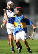 15 August 2010; Oisín Grant, Gaelscoil Bhun Cranncha, Co. Donegal, representing Tipperary, in action against Conor O’Brien, Watergrasshill N.S., Co. Cork, representing Waterford. GAA INTO Mini-Sevens during half time of the GAA Hurling All-Ireland Senior Championship Semi-Final, Waterford v Tipperary, Croke Park, Dublin. Picture credit: Stephen McCarthy / SPORTSFILE