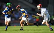 15 August 2010; Oisín Grant, Gaelscoil Bhun Cranncha, Co. Donegal, and Matthew Walsh, Larmenier and Sacred Heart P.S., London, left, representing Tipperary, in action against John Mullins, Scoil Eoin Baiste S.N.S., Clontarf, Co. Dublin, representing Waterford. GAA INTO Mini-Sevens during half time of the GAA Hurling All-Ireland Senior Championship Semi-Final, Waterford v Tipperary, Croke Park, Dublin. Picture credit: Stephen McCarthy / SPORTSFILE