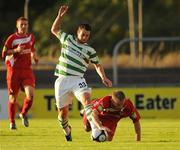 17 August 2010; Thomas Stewart, Shamrock Rovers, in action against Alan Keane, Sligo Rovers. EA SPORTS Cup Semi-Final, Sligo Rovers v Shamrock Rovers, The Showgrounds, Sligo. Picture credit: Oliver McVeigh / SPORTSFILE