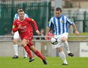 17 August 2010; Stephen McCrossan, Monaghan United, in action against Tom Miller, Dundalk. EA SPORTS Cup Semi-Final, Monaghan United v Dundalk, Century Homes Park, Gortakeegan, Monaghan. Picture credit: Philip Fitzpatrick / SPORTSFILE