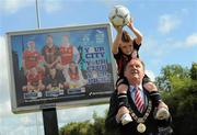 18 August 2010; Lord Mayor of Dublin Councillor Gerry Breen, with Bohemians fan Jack Burke, age 7, from Stoneybatter, at the launch of the Dublin City Council European City of Sport billboard campaign to promote Airtricity League football in the city. Malahide Road, Dublin. Picture credit: Brian Lawless / SPORTSFILE