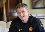 18 August 2010; Ole Gunnar Solskjaer, Manchester United Reserves team manager, speaking during a Platinum One Challenge press conference ahead of his side's game against Arsenal Reseves on Thursday night. Carton House, Maynooth, Co. Kildare. Picture credit: Matt Browne / SPORTSFILE