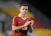 19 August 2010; Robbie Brady, Manchester United Reserves, applauds the fans after being substituted. Platinum One Challenge, Arsenal Reserves v Manchester United Reserves, Tallaght Stadium, Tallaght, Dublin. Picture credit: Brian Lawless / SPORTSFILE
