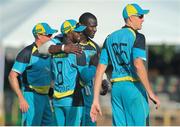 3 July 2016; Zouks celebrate another wicket during Match 6 of the Hero Caribbean Premier League between St Kitts & Nevis Patriots and St Lucia Zouks at Warner Park in Basseterre, St Kitts. Photo by Ashley Allen/Sportsfile