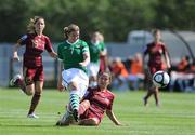 21 August 2010; Ciara Grant, Republic of Ireland, in action against Anna Kozhnikova, Russia. FIFA Women's World Cup Qualifier, Republic of Ireland v Russia, Ferrycarrig Park, Wexford. Picture credit: Matt Browne / SPORTSFILE