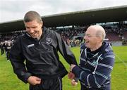 21 August 2010; Sligo manager Kevin Walsh is congratulated by a supporter after the final whistle. GAA Football All-Ireland Junior Championship Final, Kerry v Sligo, Pearse Stadium, Galway. Picture credit: Oliver McVeigh / SPORTSFILE