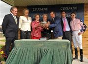 21 August 2010;The Pathfork presentation party from left, Eddie Fitzpatrick, trainer, Jessica Harrington, sponsor, Valerie Cooper, owners Bonnie and Tom Hamilton, Ben McElroy and jockey Fran Berry after winning The Galileo European Breeders Fund Futurity Stakes. Horse Racing, Curragh Racecourse, Co. Kildare. Picture credit: Barry Cregg / SPORTSFILE