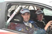 21 August 2010; Gareth Mac Hale and Brian Murphy in their Ford Focus WRC at the finish of the Ulster Rally Round 5 - 2010 Irish Tarmac Rally Championship, Antrim. Picture credit: Philip Fitzpatrick / SPORTSFILE