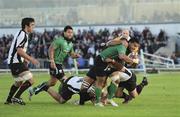 21 August 2010; Niva Ta'auso, Connacht, in action against Justin Melck and Petrus Du Plessis, Saracens. Pre-Season Friendly, Connacht v Saracens, Sportsground, Galway. Picture credit: Oliver McVeigh / SPORTSFILE