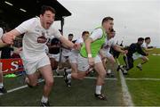 6 July 2016; Kevin Foley of Kildare, left, and his team-mates celebrate at the final whistle after the Electric Ireland Leinster GAA Football Minor Championship Semi-Final match between Meath and Kildare at Páirc Tailteann in Navan, Co Meath. Photo by Piaras Ó Mídheach/Sportsfile