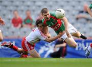 22 August 2010; Fergal Durkin, Mayo, in action against Shea McGarrity, Tyrone. ESB GAA Football All-Ireland Minor Championship Semi-Final, Mayo v Tyrone, Croke Park, Dublin. Picture credit: David Maher / SPORTSFILE