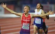 9 July 2016; Filip Ingebrigtsen of Norway celebrates winning the Men's 1500m Final on day four of the 23rd European Athletics Championships at the Olympic Stadium in Amsterdam, Netherlands. Photo by Brendan Moran/Sportsfile