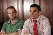 16 August 2010; Down's Danny Hughes, right, and Benny Coulter during a a media conference ahead of their GAA Football All-Ireland Senior Championship Semi-Final against Kildare on the 29th of August. Down Football Media Conference, Canal Court Hotel, Newry Co. Down. Picture credit: Oliver McVeigh / SPORTSFILE