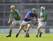 21 August 2010; Adrian Royle, Kerry, in action against Lloyd Harte and Ryan Bogue, Fermanagh. GAA Hurling All-Ireland U21 Championship Semi-Final, Kerry v Fermanagh, Pearse Stadium, Galway. Picture credit: Oliver McVeigh / SPORTSFILE