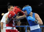 25 August 2010; Ireland's Ryan Burnett, Holy Family Boxing Club, Belfast, right, exchanges punches with Salman Alizida, Azerbaijan, during their Light Fly weight, 48kg, Final. Burnett defeated Salman Alizida, of Azerbaijan, 13-6. 2010 Youth Olympic Games, International Convention Centre, Singapore.