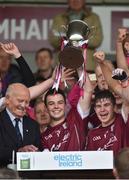 10 July 2016; Galway captain Desmond Conneely lifts the cup after the Electric Ireland Connacht GAA Football Minor Championship Final between Galway and Mayo at Pearse Stadium in Galway. Photo by Sportsfile