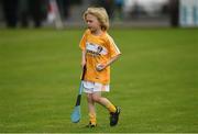 10 July 16; Odhran Matthews, age 8, from Glengormly, Co Antrim, at the Ulster GAA Hurling Senior Championship Final match between Antrim and Armagh at Derry GAA Centre of Excellence in Owenbeg, Derry. Photo by Philip Fitzpatrick/Sportsfile.