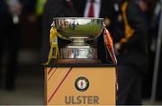 10 July 16; A detailed viiew of the trophy ahead of the Ulster GAA Hurling Senior Championship Final match between Antrim and Armagh at Derry GAA Centre of Excellence in Owenbeg, Derry. Photo by Philip Fitzpatrick/Sportsfile.