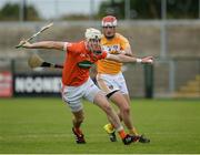 10 July 16; Declan Coulter of Armagh in action against Bernard Graham of Antrim during the Ulster GAA Hurling Senior Championship Final match between Antrim and Armagh at Derry GAA Centre of Excellence in Owenbeg, Derry. Photo by Oliver McVeigh/Sportsfile