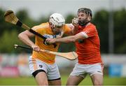 10 July 16; Conor Carson of Antrim in action against Ciaran Clifford of Armagh during the Ulster GAA Hurling Senior Championship Final match between Antrim and Armagh at Derry GAA Centre of Excellence in Owenbeg, Derry. Photo by Oliver McVeigh/Sportsfile