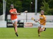 10 July 16; David Carvill of Armagh in action against Eoghan Campbell of Antrim during the Ulster GAA Hurling Senior Championship Final match between Antrim and Armagh at Derry GAA Centre of Excellence in Owenbeg, Derry. Photo by Oliver McVeigh/Sportsfile
