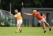 10 July 16; Benny McCarry of Antrim in action against Connor Devlin  of Armagh during the Ulster GAA Hurling Senior Championship Final match between Antrim and Armagh at Derry GAA Centre of Excellence in Owenbeg, Derry. Photo by Philip Fitzpatrick/Sportsfile.