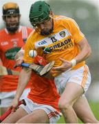 10 July 16; Benny McCarry of Antrim in action against Connor Devlin of Armagh during the Ulster GAA Hurling Senior Championship Final match between Antrim and Armagh at Derry GAA Centre of Excellence in Owenbeg, Derry. Photo by Oliver McVeigh/Sportsfile