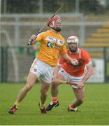 10 July 16; Daniel McKernan of Antrim in action against Fiachra Bradley of Armagh during the Ulster GAA Hurling Senior Championship Final match between Antrim and Armagh at Derry GAA Centre of Excellence in Owenbeg, Derry. Photo by Oliver McVeigh/Sportsfile