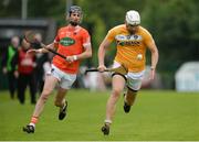 10 July 16; Conor Carson of Antrim in action against David Carvill of Armagh during the Ulster GAA Hurling Senior Championship Final match between Antrim and Armagh at Derry GAA Centre of Excellence in Owenbeg, Derry. Photo by Oliver McVeigh/Sportsfile