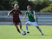 21 August 2010; Mary McDonnell, Republic of Ireland, in action against Elena Morozov, Russia. FIFA Women's World Cup Qualifier, Republic of Ireland v Russia, Ferrycarrig Park, Wexford. Picture credit: Matt Browne / SPORTSFILE