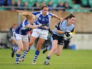 28 August 2010; Lyndsay Davey, Dublin, in action against Patricia Fogarty, left, and Tracey Lawlor, Laois. TG4 Ladies Football All-Ireland Senior Championship Semi-Final, Dublin v Laois, Dr. Cullen Park, Carlow. Picture credit: Brendan Moran / SPORTSFILE