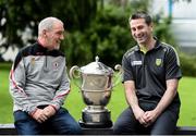 11 July 2016; Donagal manager Rory Gallagher, right, and Tyrone manager Mickey Harte during a media event ahead of the Ulster football final at The Fir Trees Hotel in Strabane, Co Tyrone. Photo by Oliver McVeigh/Sportsfile