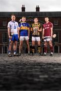 12 July 2016; Hurlers, from left, Kevin Moran of Waterford, Noel McGrath of Tipperary, Padraig Walsh of Kilkenny and David Burke of Galway during the GAA Hurling All-Ireland Series Launch at Dublin Castle, in Dublin. Photo by Stephen McCarthy/Sportsfile