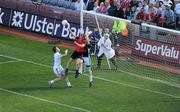 29 August 2010; Down's Benny Coulter punches the ball past Kildare's Emmet Bolton and goalkeeper Shane McCormack into the net for his side's goal in the first half. GAA Football All-Ireland Senior Championship Semi-Final, Kildare v Down, Croke Park, Dublin. Picture credit: Brendan Moran / SPORTSFILE