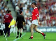 22 July 2001; Joe Kavanagh of Cork leaves the field during the Bank of Ireland All-Ireland Senior Football Championship Qualifier, round 4, match between Galway and Cork at Croke Park in Dublin. Photo by Ray McManus/Sportsfile