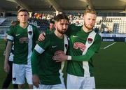 14 July 2016; Sean Maguire, left, and Kevin O'Connor of Cork City after the UEFA Europa League Second Qualifying Round 1st Leg match between BK Hacken v Cork City at Bravida Stadium in Gothenburg, Sweden. Photo by Mathias Bergeld /Sportsfile