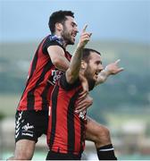 15 July 2016; Kurtis Byrne, right, of Bohemian FC celebrates after scoring his side's first goal with team-mate Roberto Lopes during the SSE Airtricity League Premier Division match between Shamrock Rovers and Bohemian FC at Tallaght Stadium in Tallaght, Co Dublin. Photo by David Maher/Sportsfile