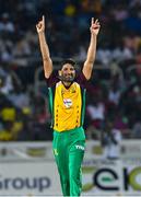 16 July 2016;  Sohail Tanvir of Guyana Amazon Warriors celebrates the dismissal of Rovman Powell of Jamaica Tallawahs during Match 15 of the Hero Caribbean Premier League match between Jamaica Tallawahs and Guyana Amazon Warriors at Sabina Park in Kingston, Jamaica. Photo by Randy Brooks/Sportsfile