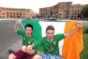 2 September 2010; Republic of Ireland supporters James Moran, left and Zino Kelly, both from Blackrock, Co.Dublin in Yerevan ahead of tomorrows EURO 2012 Championship Group B Qualifier against Armenia. Yerevan, Armenia. Picture credit: David Maher / SPORTSFILE