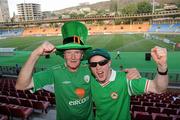 3 September 2010; Republic of Ireland supporters Jack Keane, left, and his son Alan, from Roscommon, before the start of the match. EURO 2012 Championship Qualifier - Group B, Armenia v Republic of Ireland, Yerevan Republican Stadium, Yerevan, Armenia. Picture credit: David Maher / SPORTSFILE