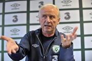 4 September 2010; Republic of Ireland manager Giovanni Trapattoni speaking during a management press conference after Friday's EURO 2012 Championship Qualifier - Group B match against Armenia in Armenia and ahead of their EURO 2012 Championship Group B Qualifier against Andorra on Tuesday. Republic of Ireland management press conference, Grand Hotel, Malahide, Co. Dublin. Picture credit: Barry Cregg / SPORTSFILE