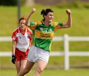 4 September 2010; Lorraine Scanlon, Kerry, celebrates after scoring her side's first goal. TG4 Ladies Football All-Ireland Senior Championship Semi-Final, Tyrone v Kerry, Ballymahon, Longford. Picture credit: Oliver McVeigh / SPORTSFILE