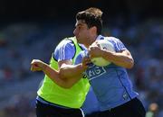 17 July 2016; Dublin's Bernard Brogan during the pre match warm up before the Leinster GAA Football Senior Championship Final match between Dublin and Westmeath at Croke Park in Dubin. Photo by Ray McManus/Sportsfile