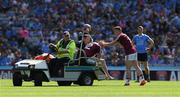 17 July 2016; Ray Connellan is consoled by Ger Egan of Westmeath as he leaves the field injured during the Leinster GAA Football Senior Championship Final match between Dublin and Westmeath at Croke Park in Dubin. Photo by Ray McManus/Sportsfile