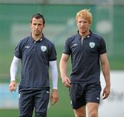 5 September 2010; Keith Fahey, left, and Paul McShane, Republic of Ireland, during squad training ahead of their EURO 2012 Championship Group B Qualifier against Andorra on Tuesday. Republic of Ireland squad training, Gannon Park, Malahide, Dublin. Picture credit: David Maher / SPORTSFILE