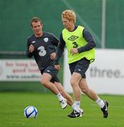 5 September 2010; Paul McShane, Republic of Ireland, in action against his team-mate Glenn Whelan during squad training ahead of their EURO 2012 Championship Group B Qualifier against Andorra on Tuesday. Republic of Ireland squad training, Gannon Park, Malahide, Dublin. Picture credit: David Maher / SPORTSFILE